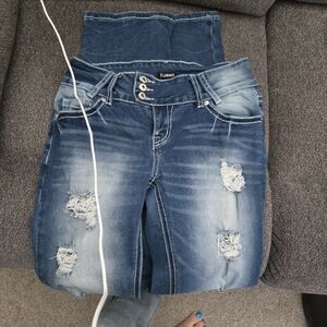 Flamingo Urban Blue Distressed Boot Cut Jeans